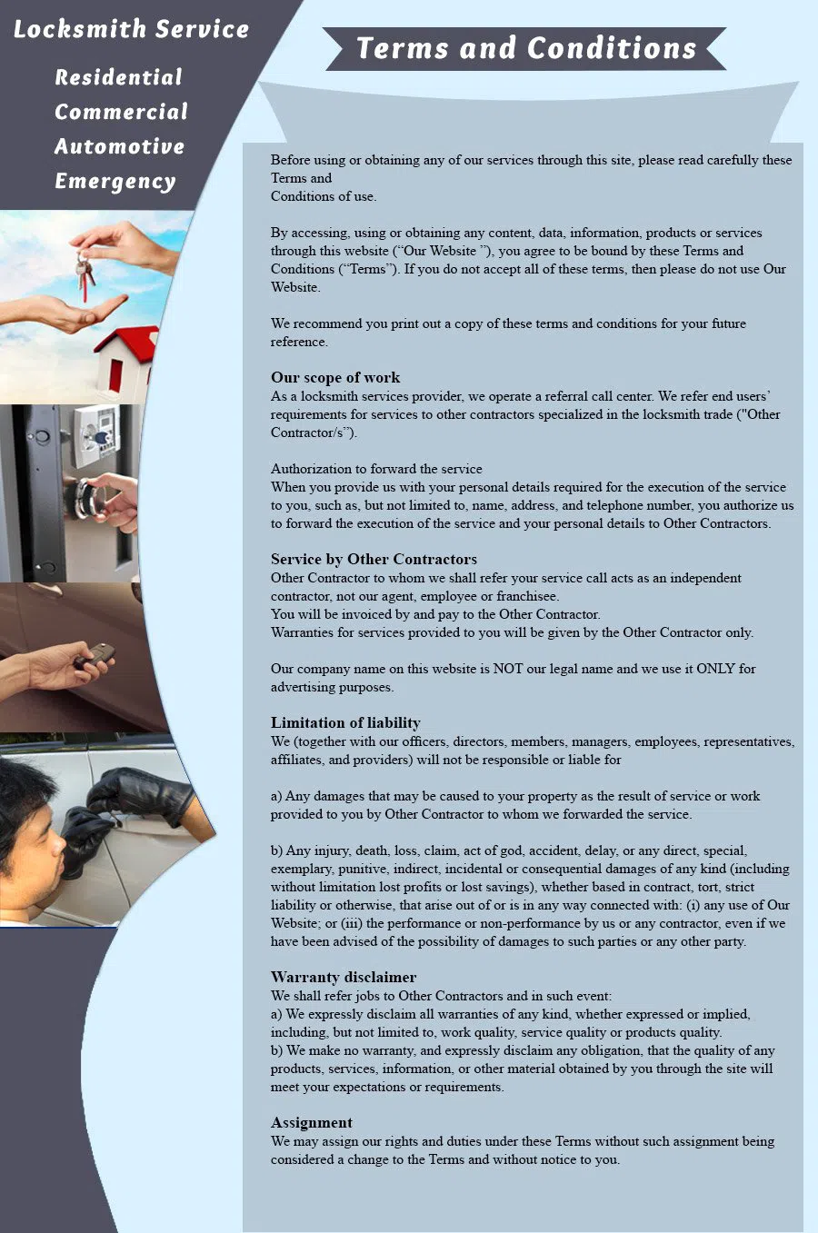 Villa Park Locksmith Store - Terms And Conditions